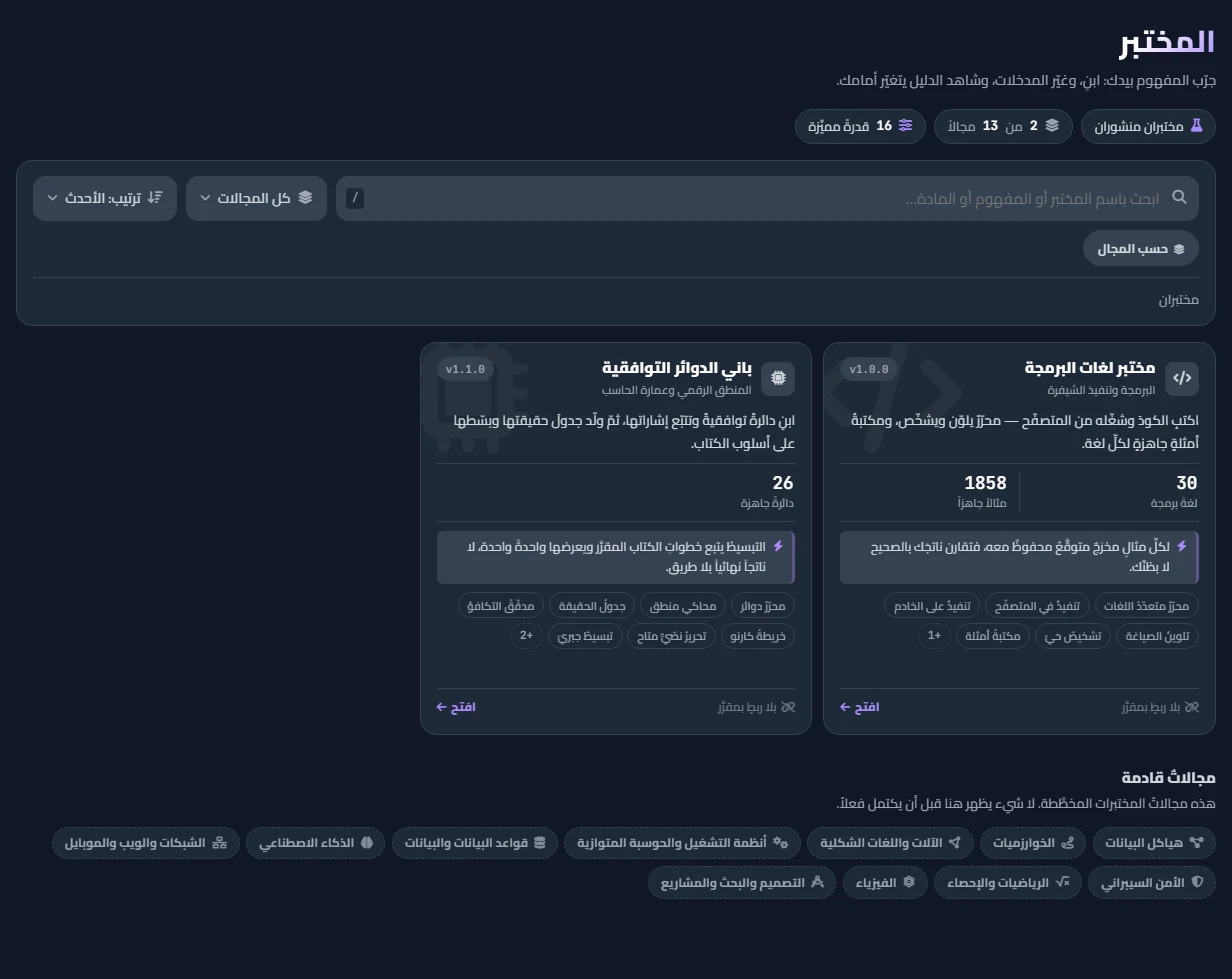 صفحة مختبرات الحديقة